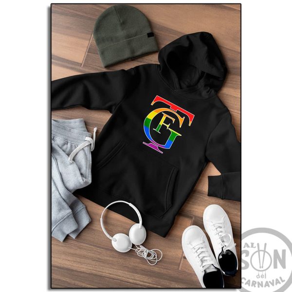 sudadera Logo del teatro falla LGTBI negra con gorro