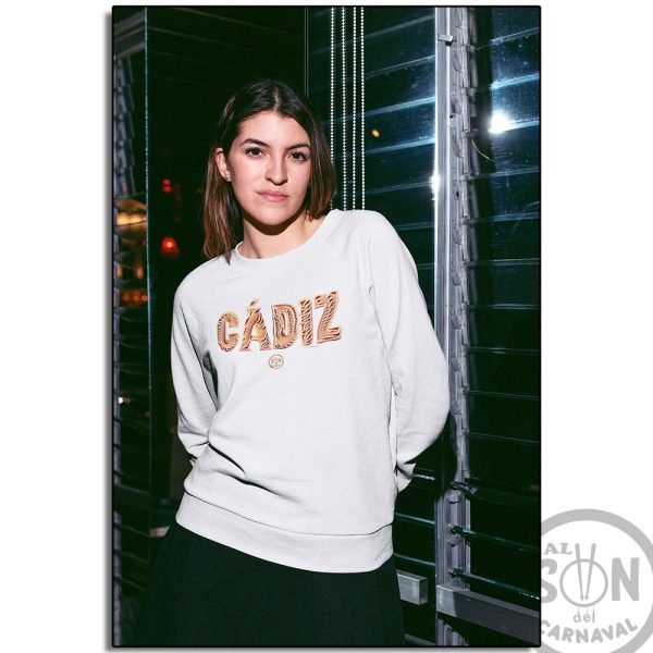 sudadera arena de cadiz sin capucha blanca