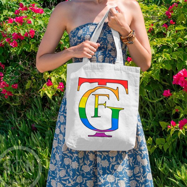 tote bag logo del teatro falla lgtbi blanco