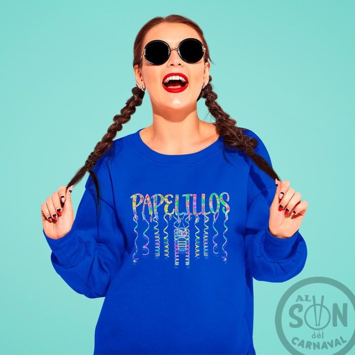 sudadera papelillos azul