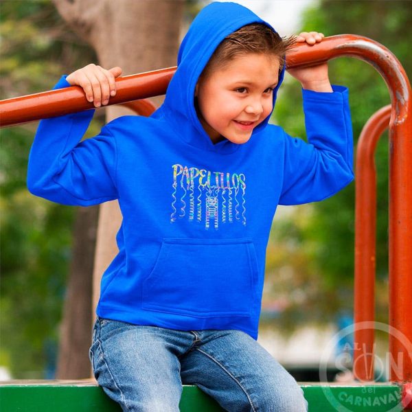 sudadera para niño papelillos con gorro azul