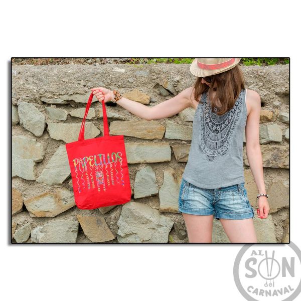 tote bag papelillos rojo