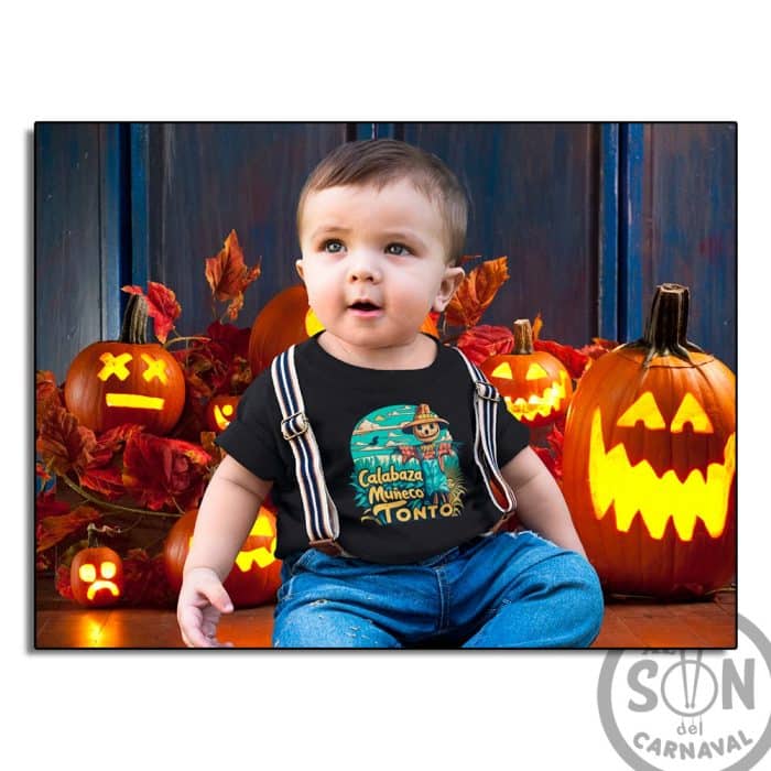 camiseta bebe calabaza muñeco tonto negra