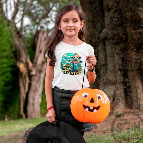 camiseta para niño calabaza muñeco tonto blanca