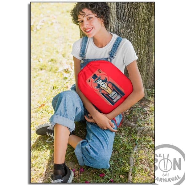 mochila de saco nuestros cariñitos son inmortales rojo