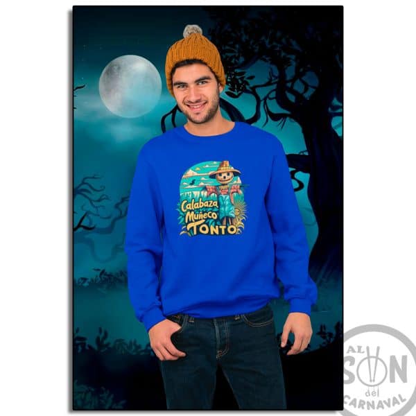 sudadera calabaza muñeco tonto - azul