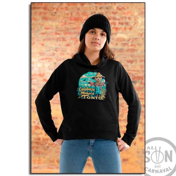 sudadera calabaza muñeco tonto con gorro - negro