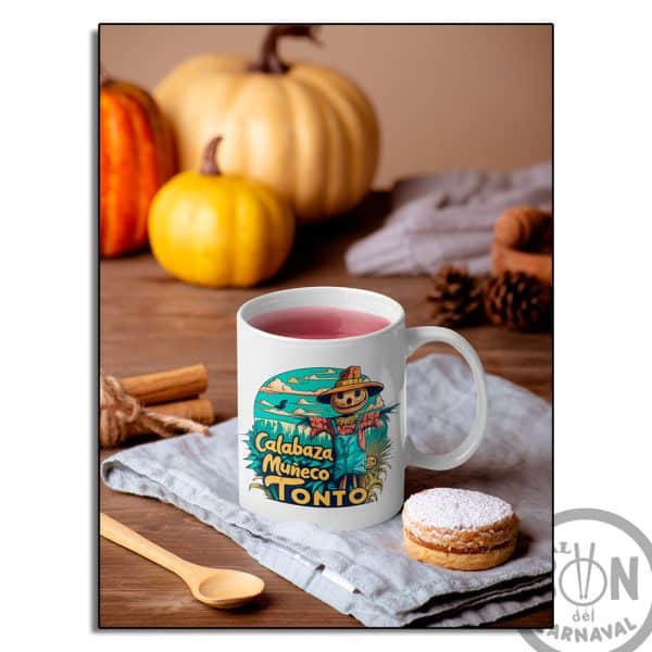 taza calabaza muñeco tonto de ceramica