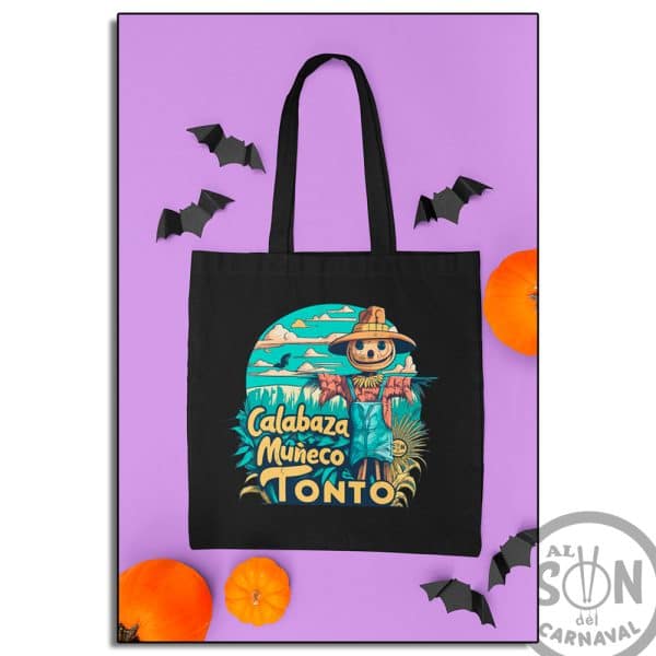 tote bag calabaza mjñeco tonto negro