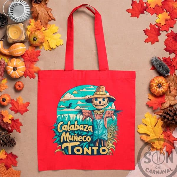 tote bag calabaza mjñeco tonto rojo