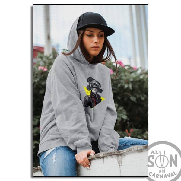 sudadera busto veneno con gorro gris