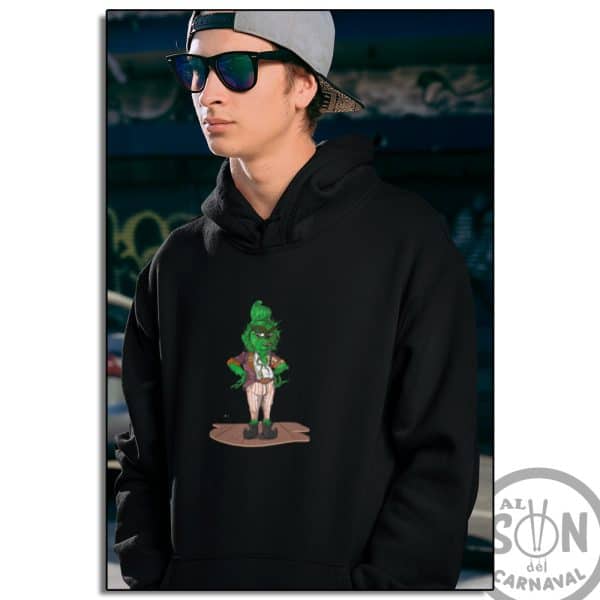 sudadera grinch de cadiz con gorro negra