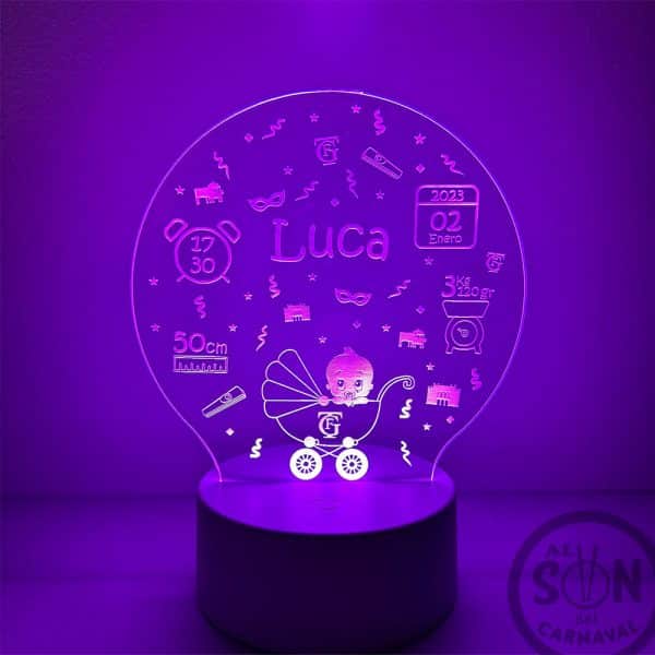 lámpara de bebe carnavalero personalizable morado