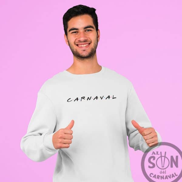 sudadera carnaval friends sin gorro blanca